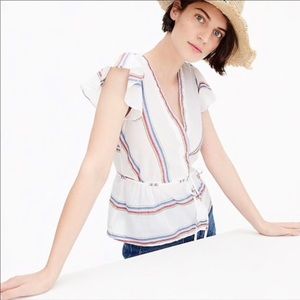 J. Crew Top Flutter Sleeve Wrap